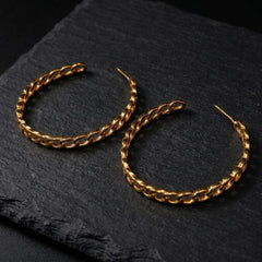 45 mm Cuban Hoop Earrings - Gold-Plated Brass