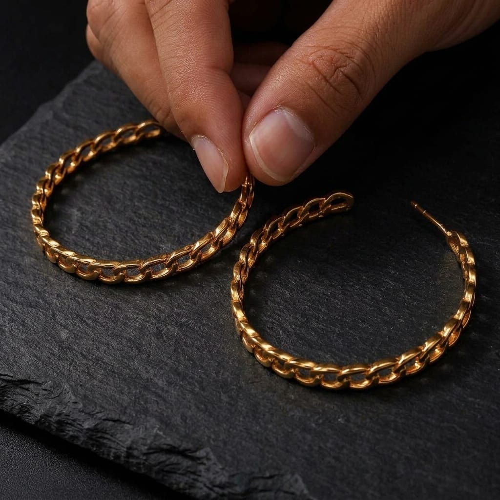 45 mm Cuban Hoop Earrings - Gold-Plated Brass