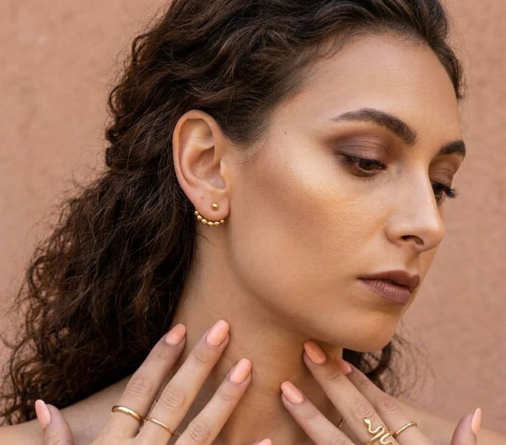 Ear Jacket Earrings - Brass