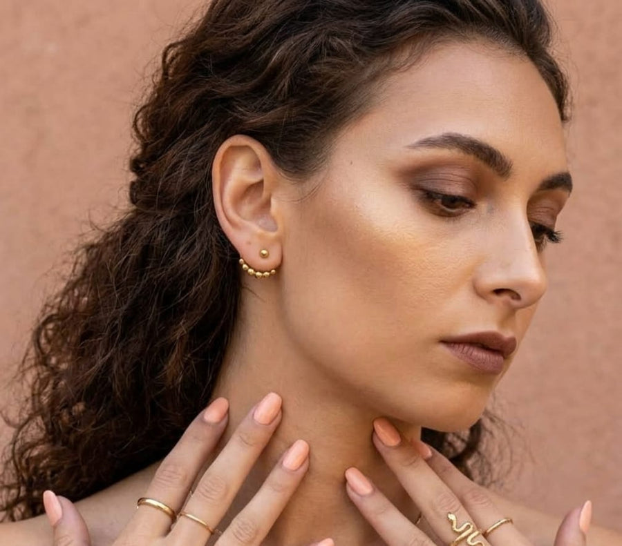 Ear Jacket Earrings - Brass